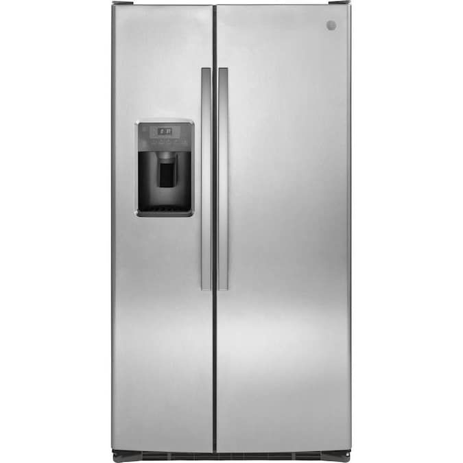 GE 25.4-cu ft Side-by-Side Refrigerator with Ice Maker (Stainless Steel ...
